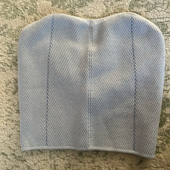 Brand New Aerie Blue Sleeveless Ribbed Bustier Crop Top - Picture 4 of 6